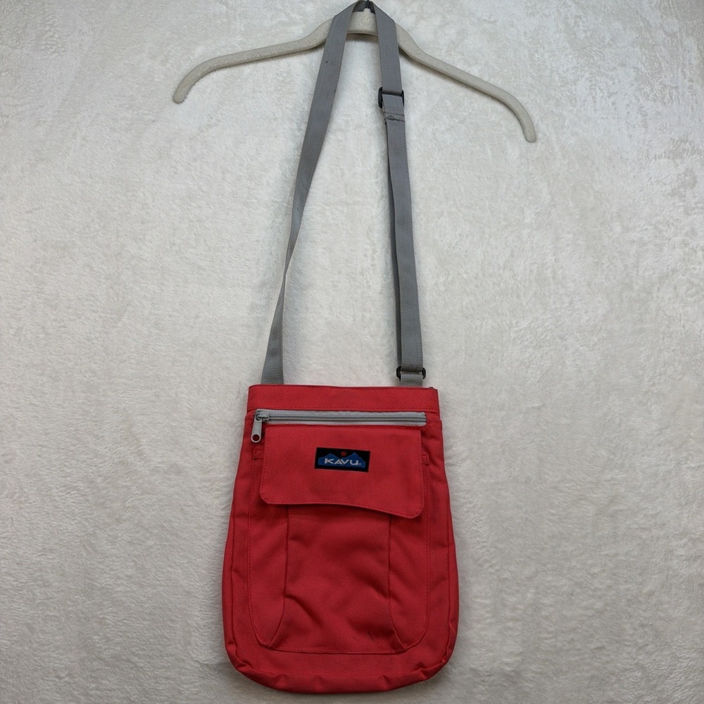 Kavu Crossbody Bag Red Canvas Festival Travel Sling Purse Adjustable Strap